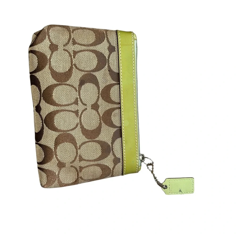 Coach Signature Brown and Green Wristlet Vintage y2k Signature C Coin Purse